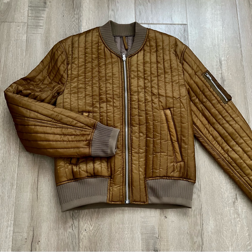 Rare Helmut Lang Men's Quilted Bomber Jacket Bronze Size S Nwt